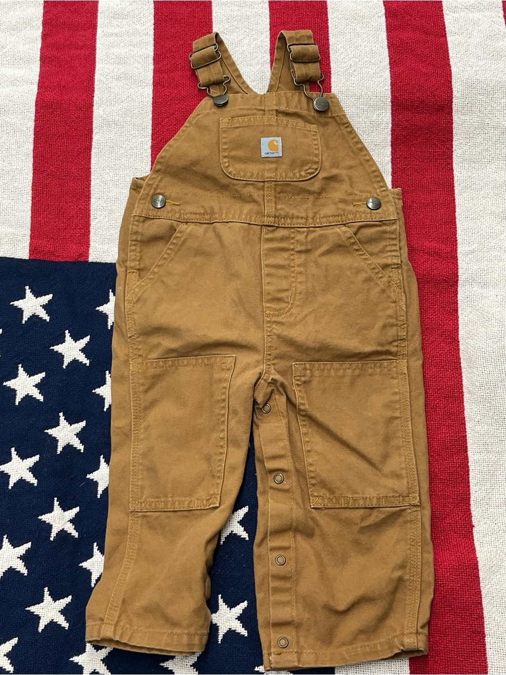 Carhartt Kids Caramel Brown Duck Canvas Overalls Size 18 Months